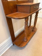 Vintage Oak Hall Tree with Mirror and Storage - Image 7