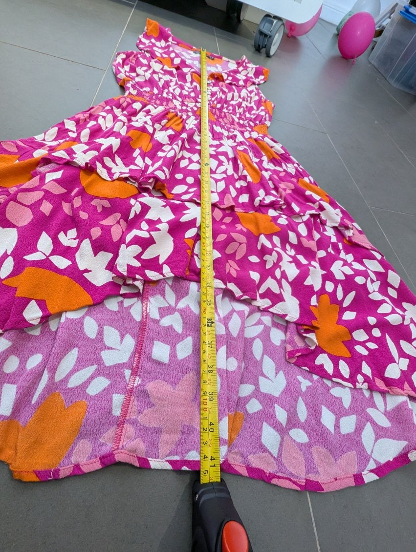 Mister Zimi Floral High-Low Dress - Pink & Orange Size 10 - Image 7