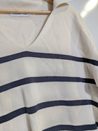 Assembly Label Stripe Knit Polo Cream and Navy Women's Size 14 - Image 7
