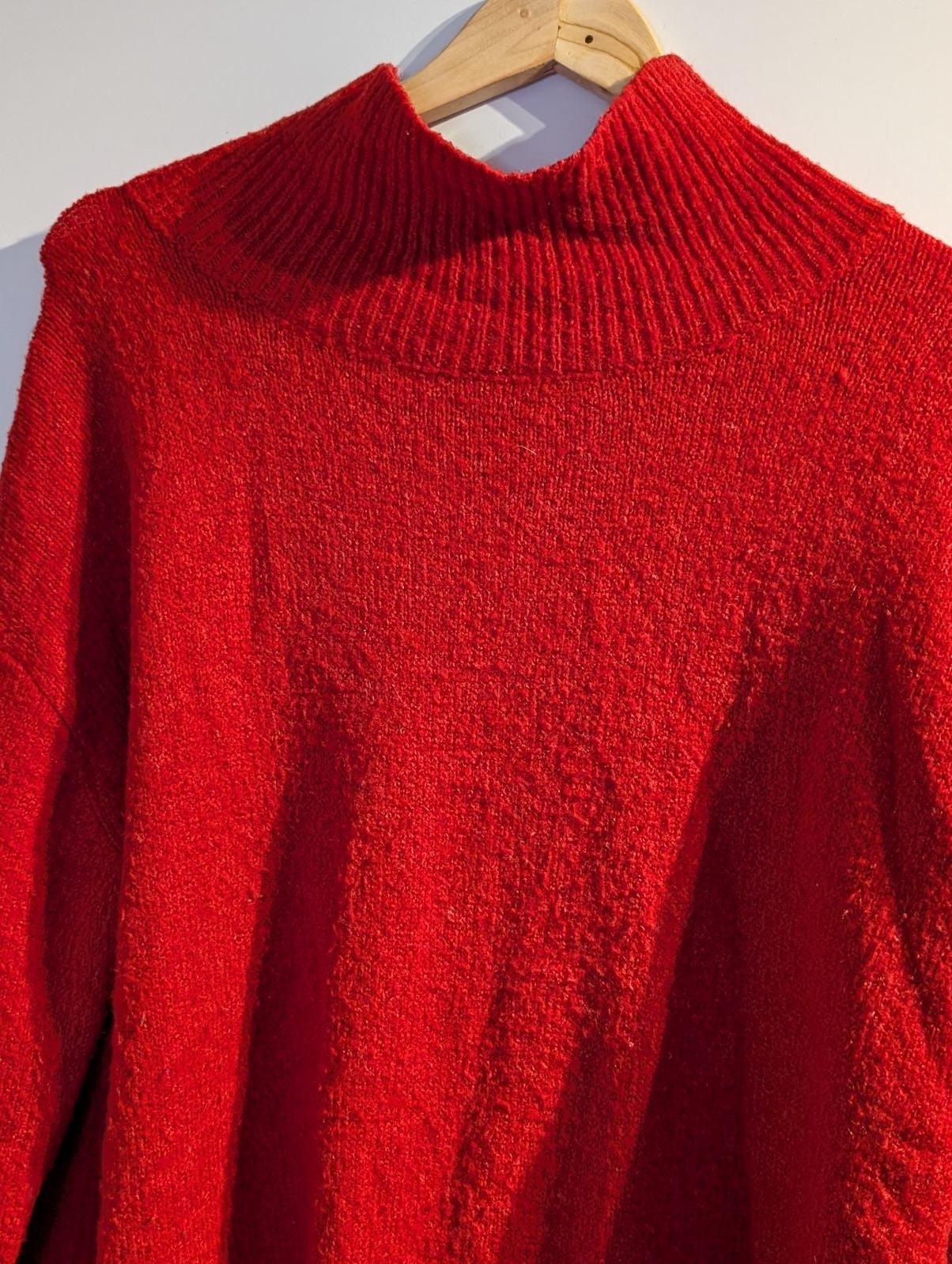Zara Knit Red Mock Neck Oversized Sweater - Size S - Image 7