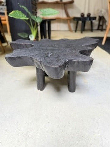 Handcrafted Live Edge Teak Coffee Table Black Stained 98cm - Image 7