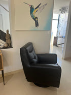 Demir Italian Leather Swivel Armchair - Premium Black Comfort - Image 7