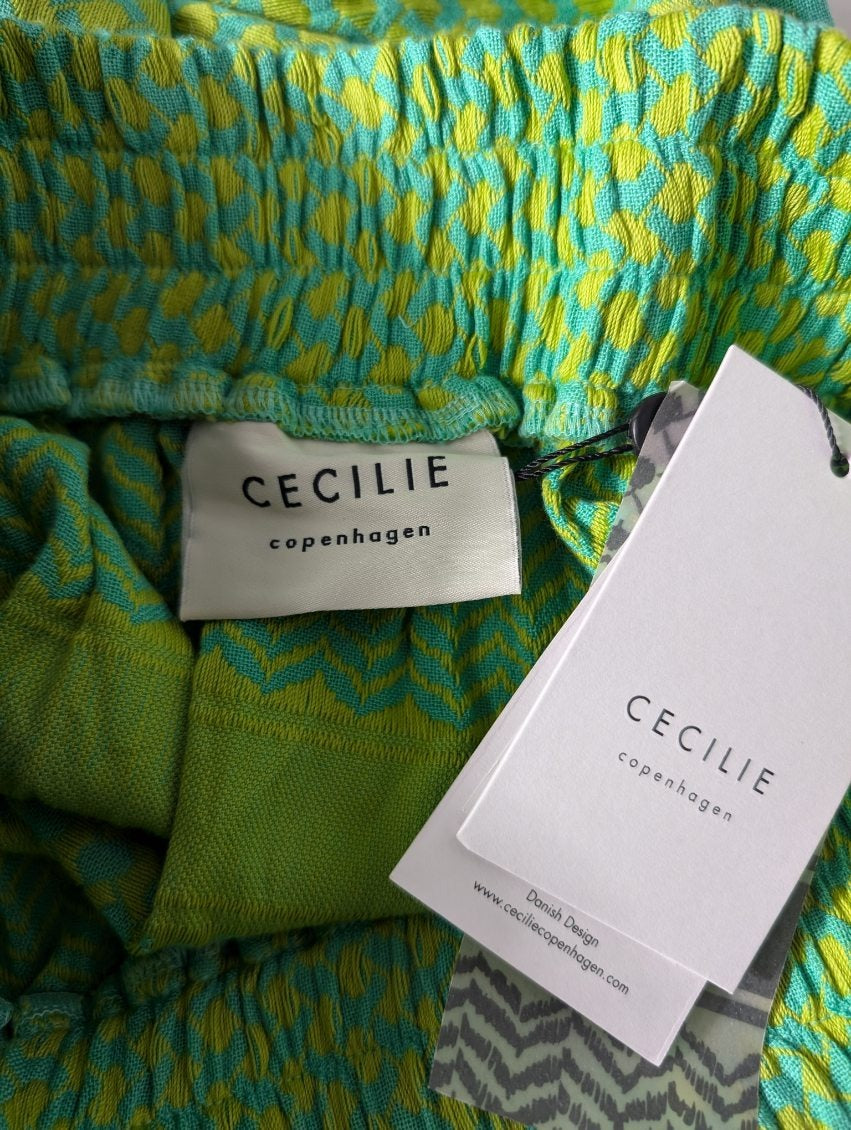 Cecilie Copenhagen Patterned Elastic Waist Skirt - Green & Teal Size S - Image 7