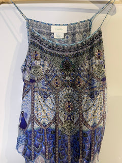 Camilla Silk Embellished Cami Top Blue Floral Playsuit Print Size S - Image 9