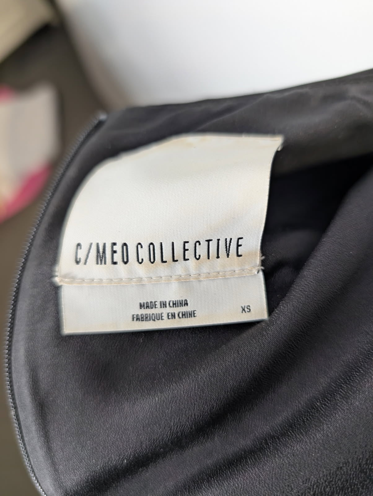 C/Meo Collective Black Satin Top - Macrame Fringe Hem - Image 7