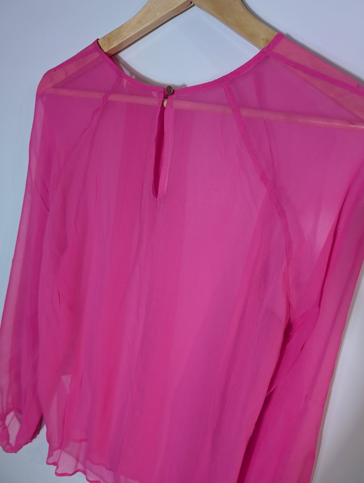 Arlington Milne Hot Pink Sheer Silk Blouse - Size M - Image 7