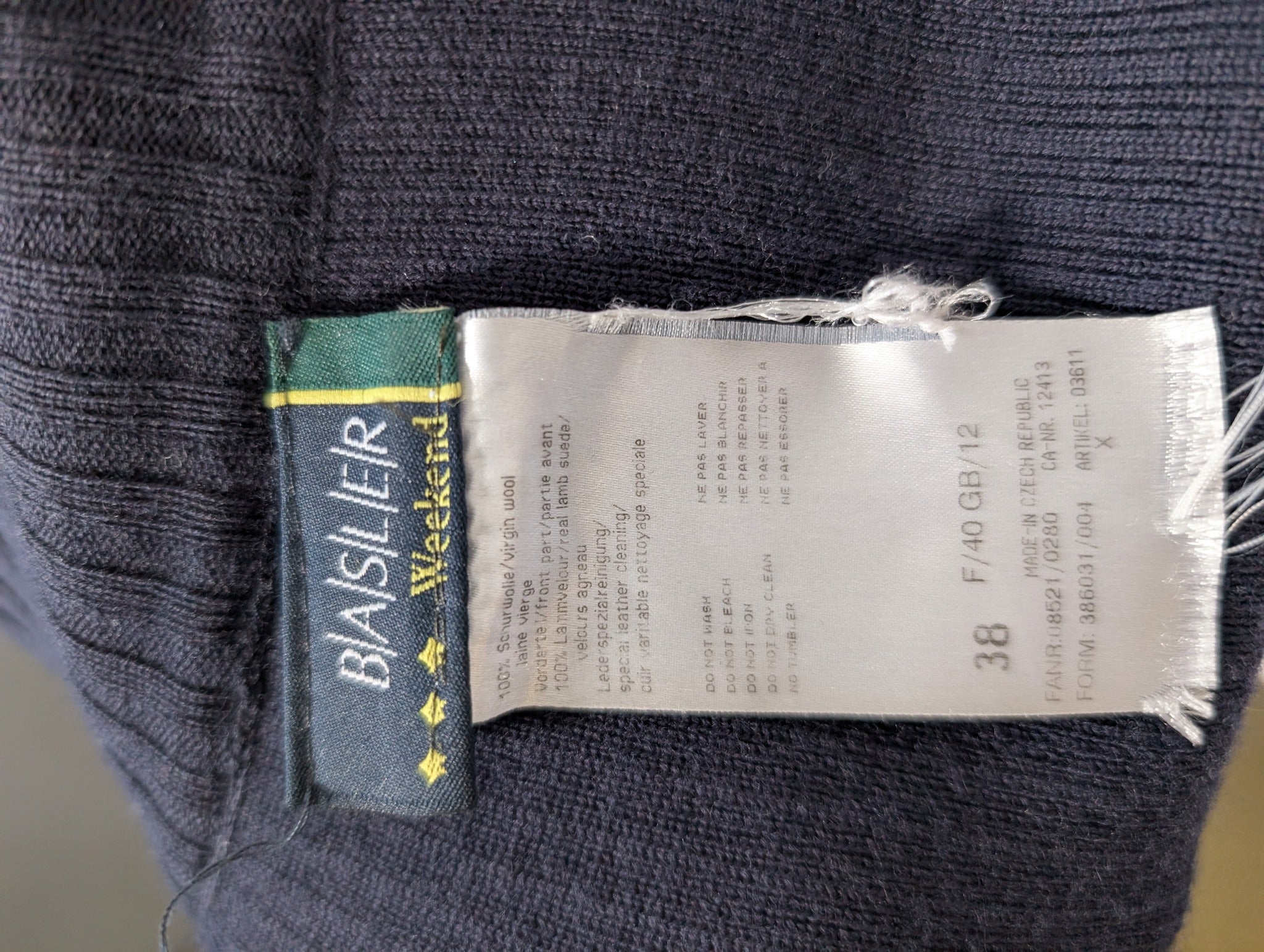 Basler Weekend Wool and Suede Zip-Up Jacket Navy EU 38 UK 12 - Image 7