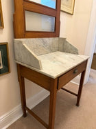 Antique Timber Washstand with Marble Top and Mirror - Image 7