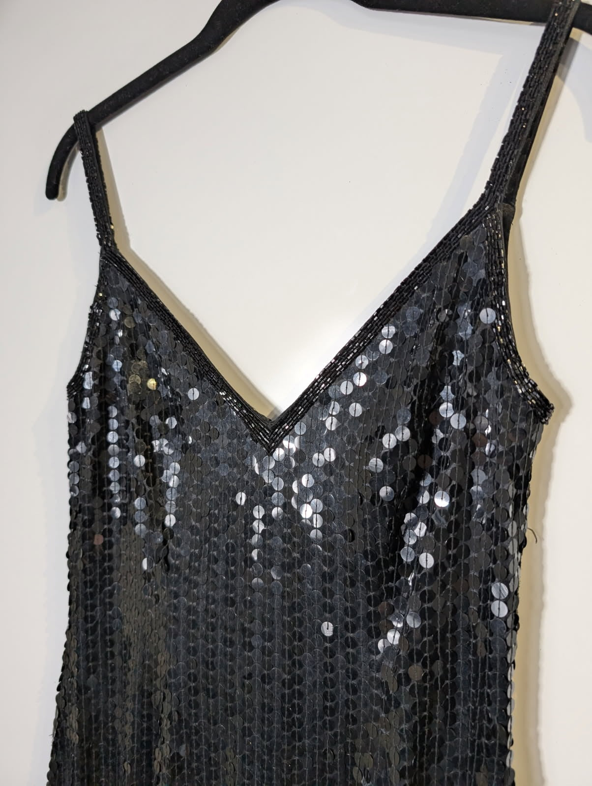 Famory Sequin V-Neck Maxi Dress Black Evening Gown - Image 4