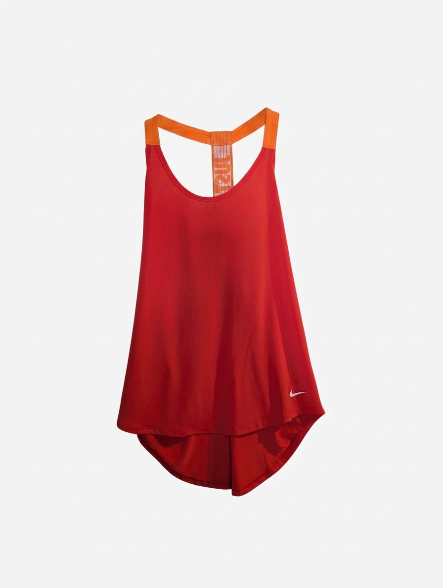 Nike Dri-FIT Racerback Tank Top - Orange/Red Logo Elastic Strap - Image 1