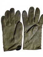 Vintage Military Issue Leather Gloves Olive Green - Image 1