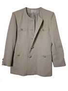 Loverich Vintage Collarless Blazer Jacket Beige Gold Button Detail - Image 1