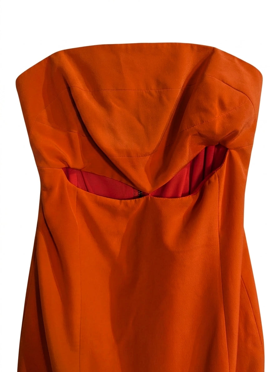 Bianca Spender Strapless Cut-Out Midi Dress Orange