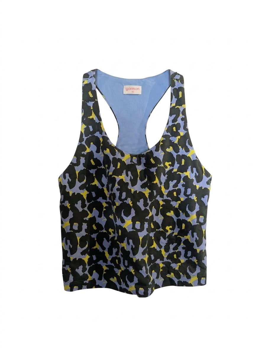 Gorman Activewear Racerback Tank Top - Blue/Yellow Animal Print Size 10 - Image 1