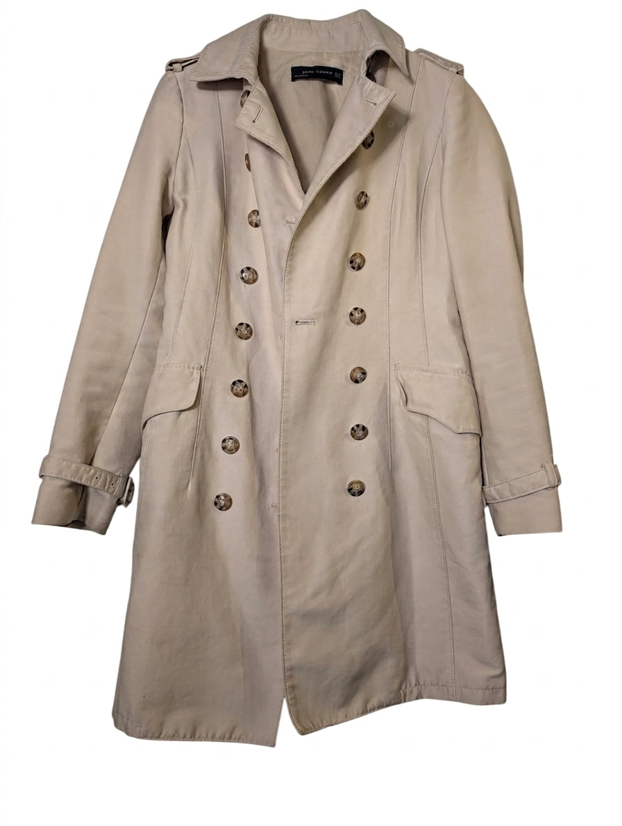 Zara Woman Double-Breasted Trench Coat Beige Size M