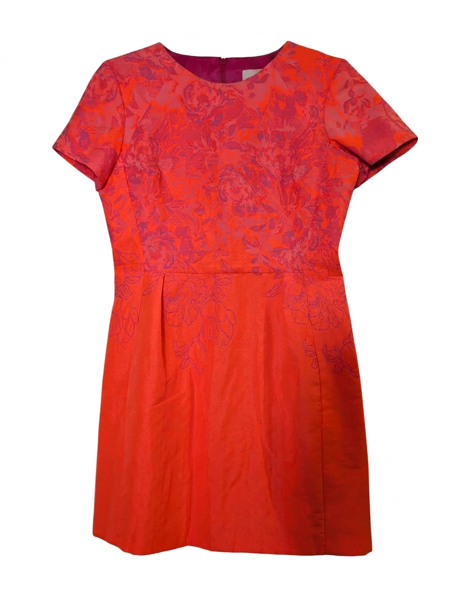 Ginger & Smart Neon Orange Floral Jacquard Dress - Size AU 12 - Image 1