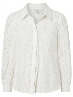 Witchery Broderie Anglaise Button-Down Shirt White Women's Size 8 - Image 1