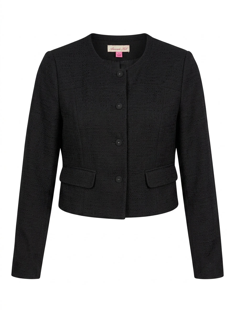 Alannah Hill Textured Cropped Blazer Black Women's Size 12 - Image 1