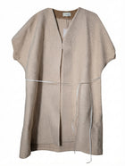 Evyie Textured Open Front Vest With Tie Waist Beige Size L - Image 1