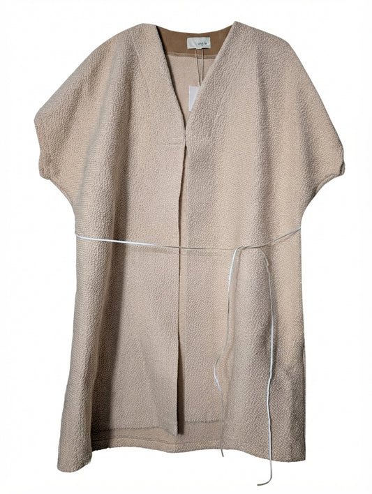 Evyie Textured Open Front Vest With Tie Waist Beige Size L - Image 1