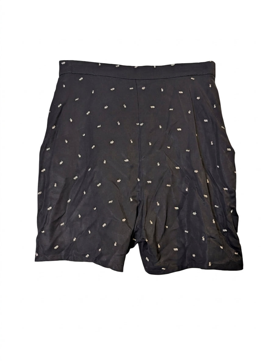 Alice McCall Black Shorts with White Rabbit Print - Size 12 - Image 1