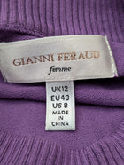 Gianni Feraud Purple Ribbed Knit Crew Neck Sweater - Women's UK 12 - Image 7