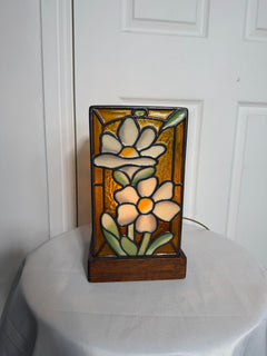 Vintage Leadlight Works Peaston Floral Stained Glass Table Lamp - Image 7