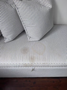 Custom Upholstered Storage Ottoman Bench - Blue & White Stripe - Image 8