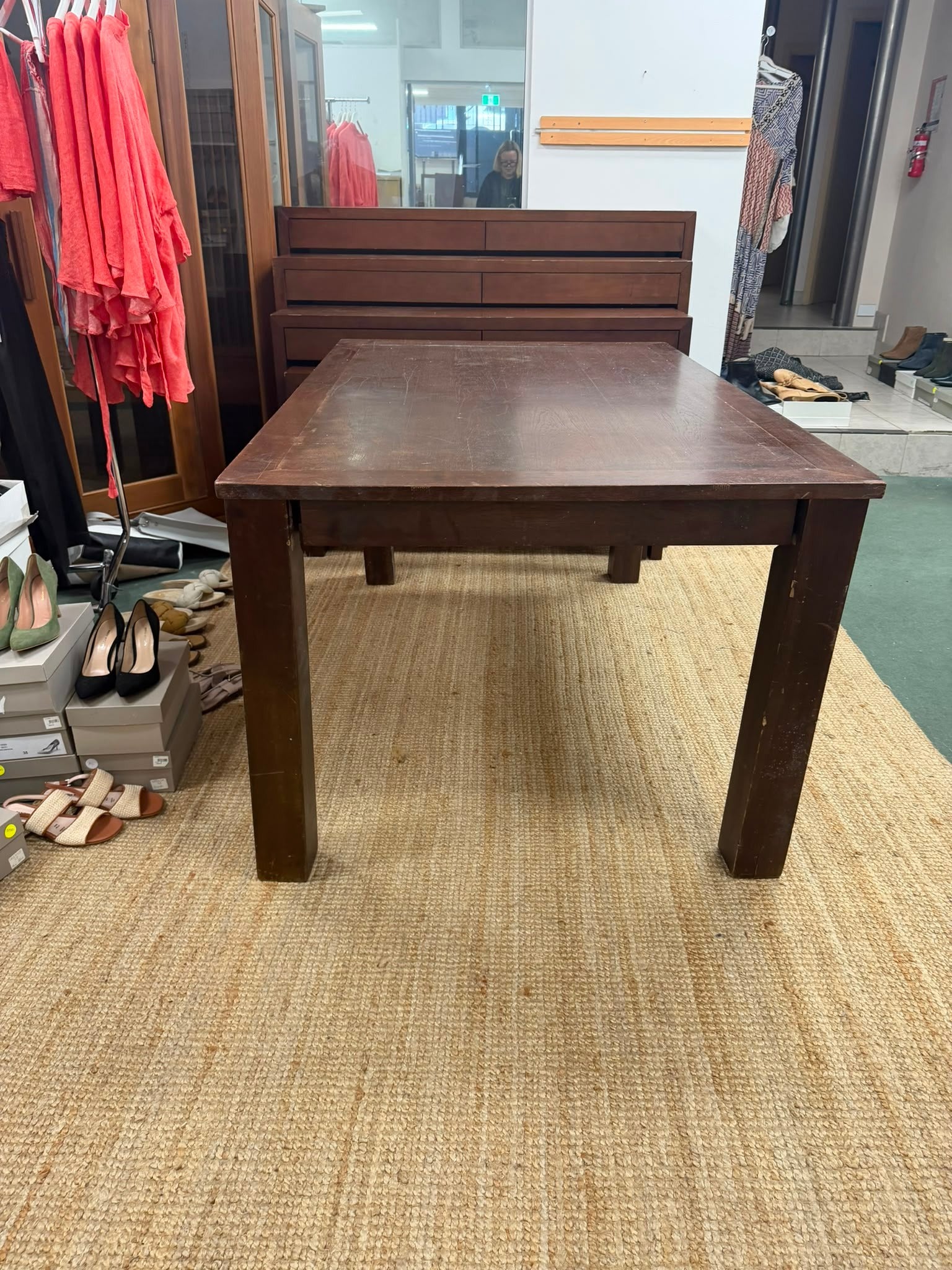 Solid Wood Rectangular Dining Table - Dark Timber Finish - Image 8