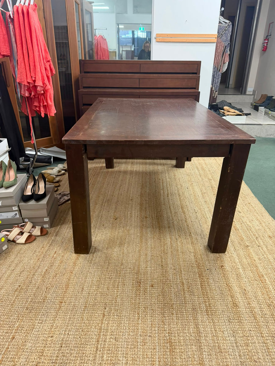 Solid Wood Rectangular Dining Table - Dark Timber Finish - Image 8