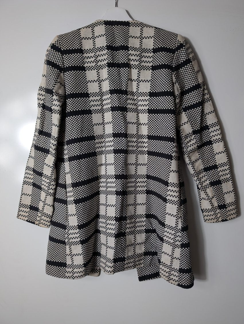 Mango Textured Coat Black and White Checkered XS - Image 6