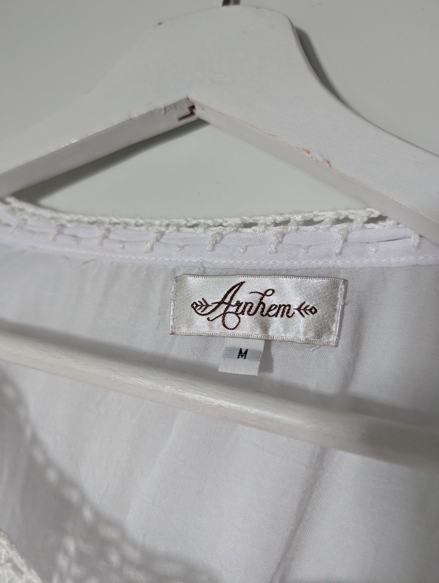 Arnhem Boho Crochet Trim Long Sleeve Blouse White Size M - Image 4