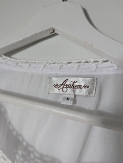 Arnhem Boho Crochet Trim Long Sleeve Blouse White Size M - Image 4
