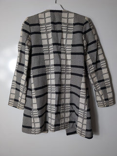 Mango Textured Coat Black and White Checkered XS - Image 6