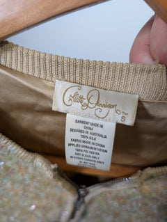 Collette Dinnigan Zip-Front Sequin Cardigan Gold Women's Size S - Image 3