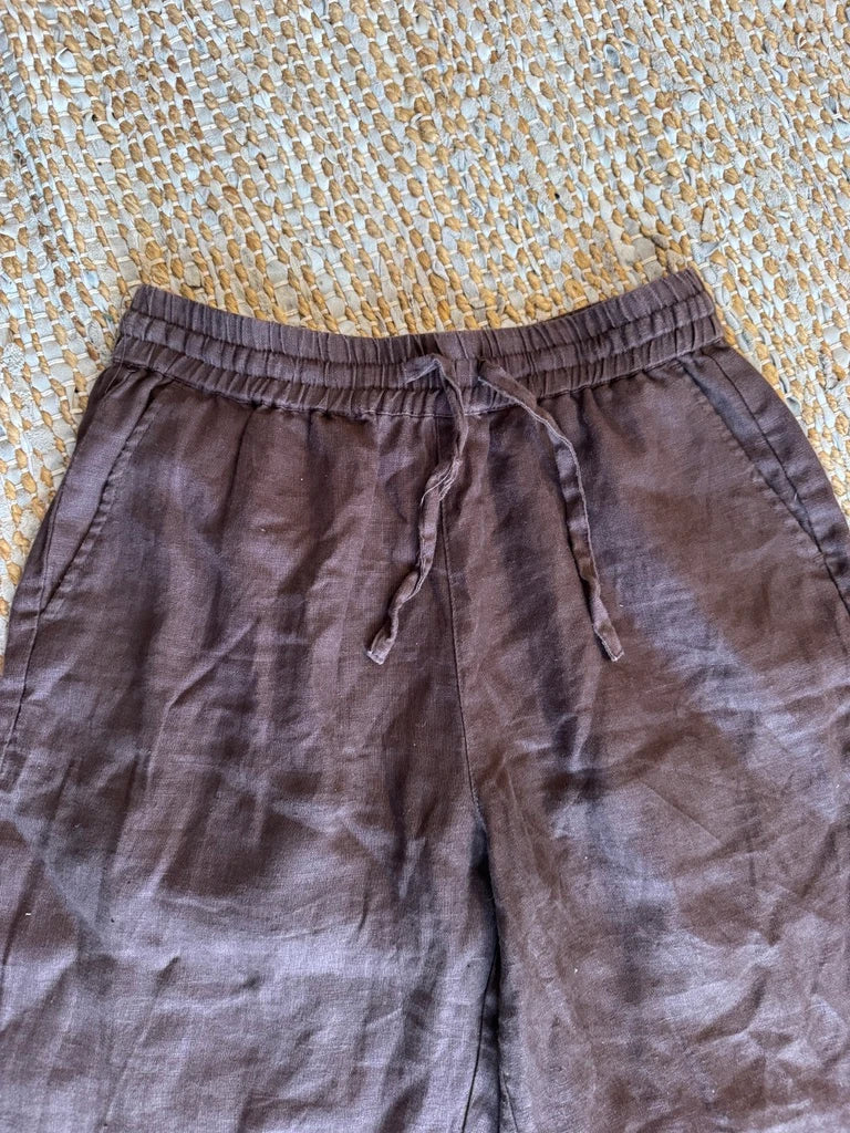 AERE Brown Linen-Blend Drawstring Pants Size 30 - Image 6