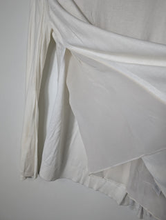 Halston Heritage Knit Sweater With Silk Side Panels White Small - Image 4