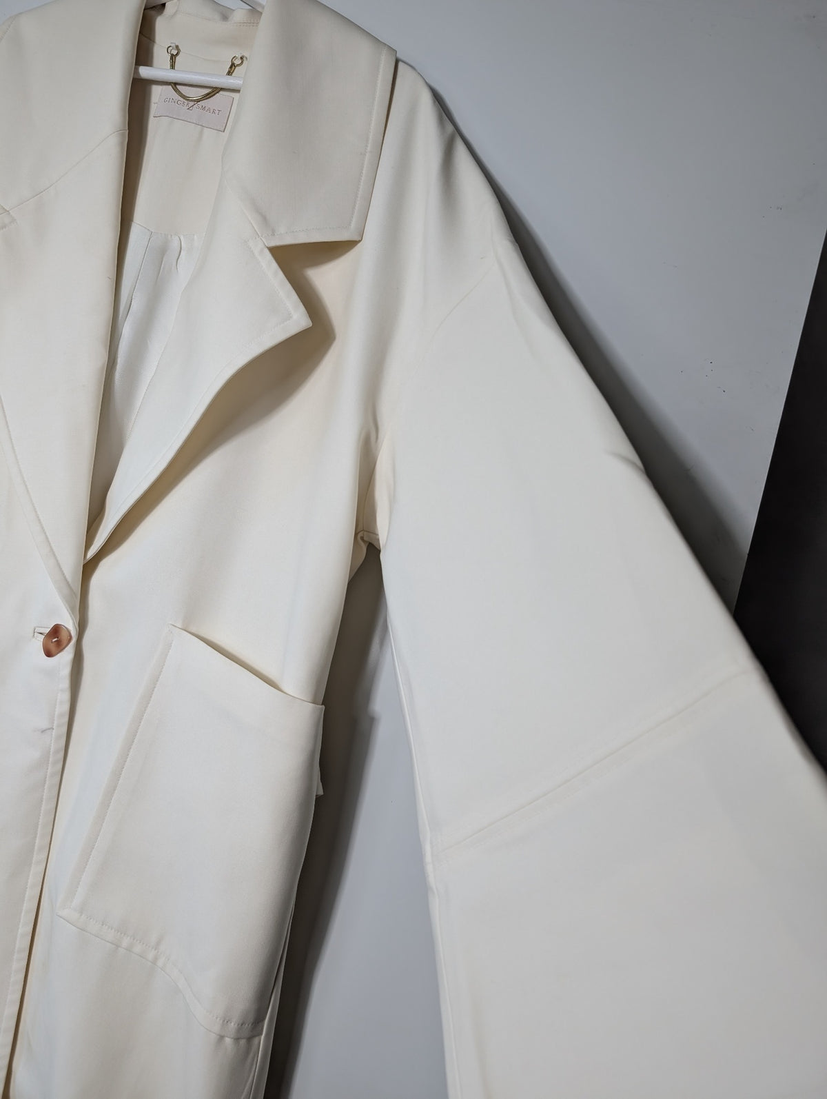 Ginger & Smart Longline Coat Cream Size 4 - Image 3