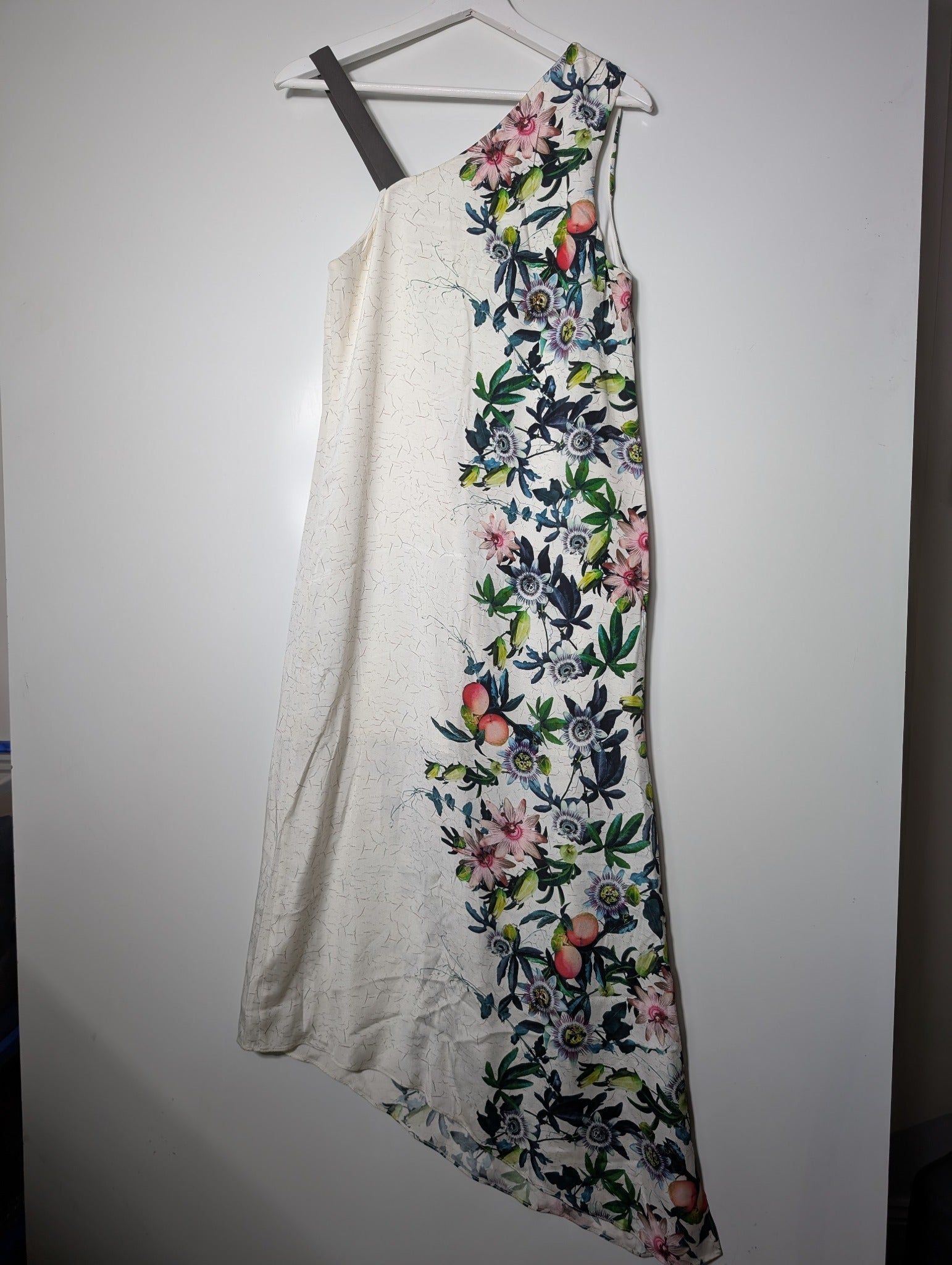 Ginger & smart Floral One-Shoulder Maxi Dress 100% Silk White Size:8 - Image 5