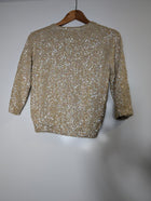 Collette Dinnigan Zip-Front Sequin Cardigan Gold Women's Size S - Image 5