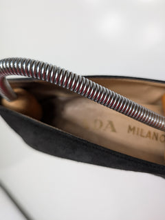 Prada Suede Fringed Kiltie Heeled Loafers Black EU 37 - Image 5