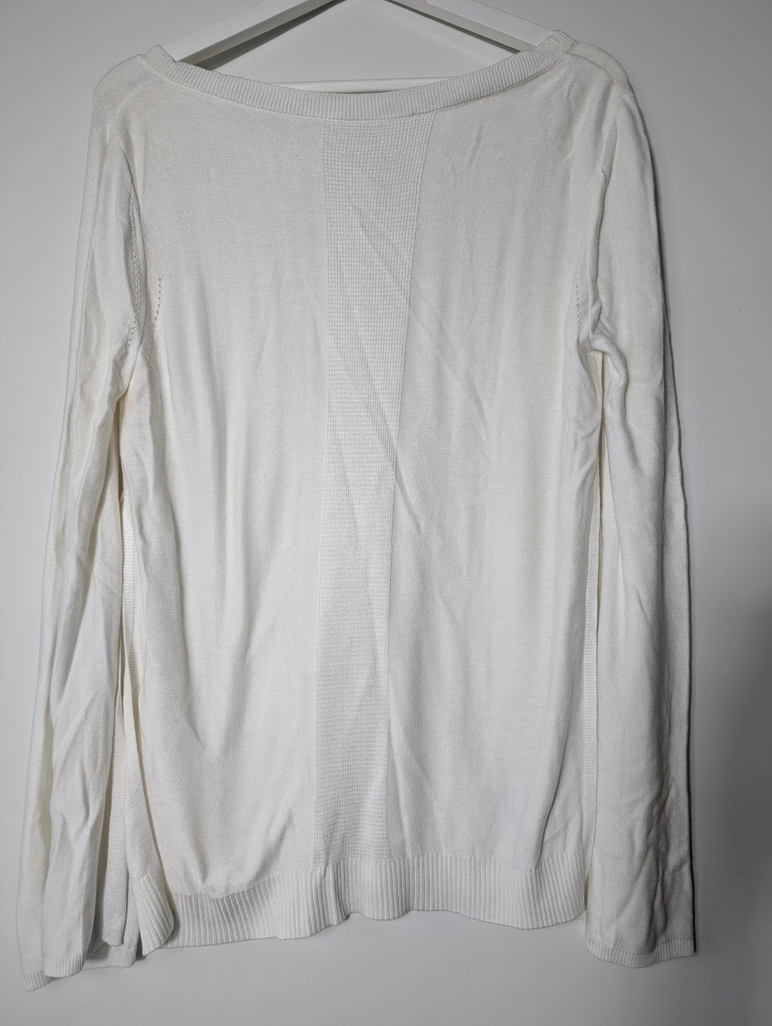 Halston Heritage Knit Sweater With Silk Side Panels White Small - Image 5