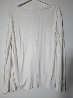 Halston Heritage Knit Sweater With Silk Side Panels White Small - Image 5