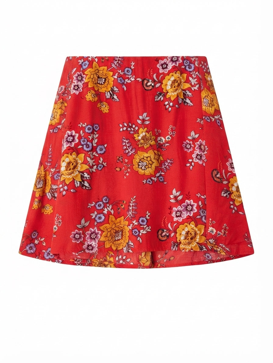 Tigerlily Red Floral A-Line Mini Skirt Size 10 - Image 1