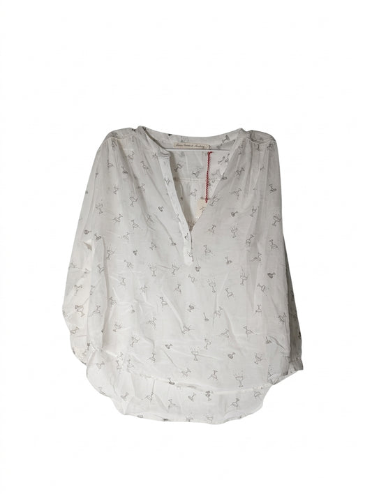 Marie Louise de Monterey White Martini Glass Print Long Sleeve Blouse - Image 1