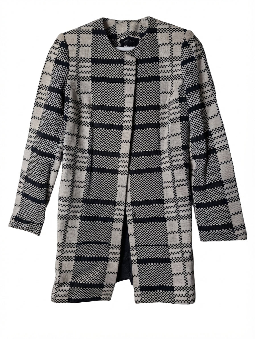 Mango Textured Coat Black and White Checkered XS - Image 1