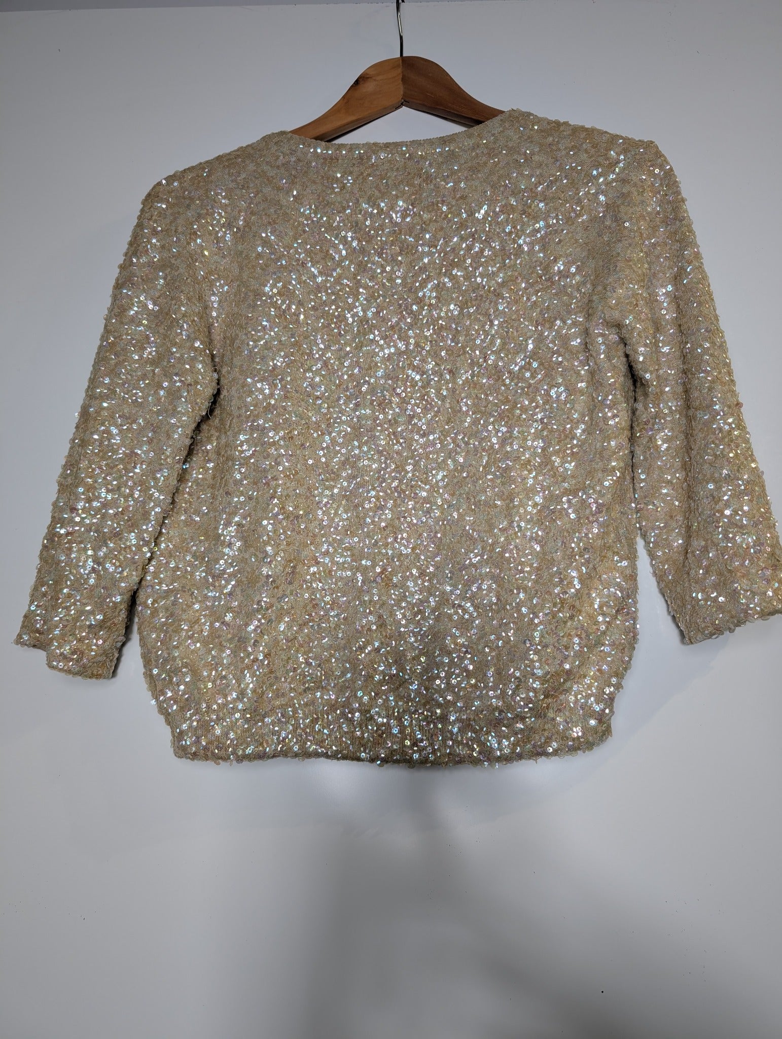 Collette Dinnigan Zip-Front Sequin Cardigan Gold Women's Size S - Image 7