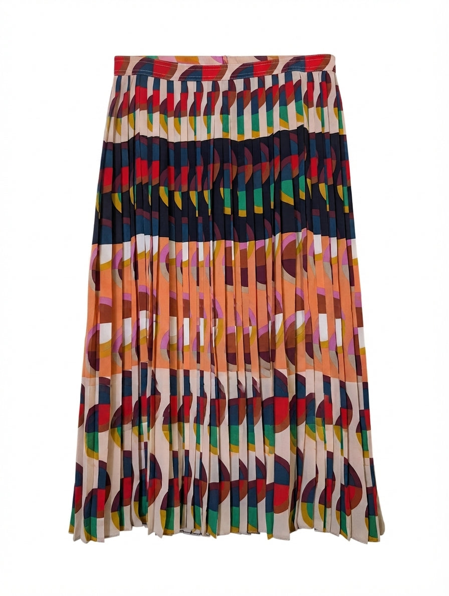 Diane von Furstenberg Pleated Midi Skirt Geometric Print Multicolour - Image 1