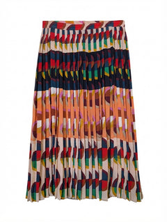 Diane von Furstenberg Pleated Midi Skirt Geometric Print Multicolour - Image 1