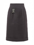 Fendi High-Waisted Midi Skirt Dark Grey Size 40 - Image 1